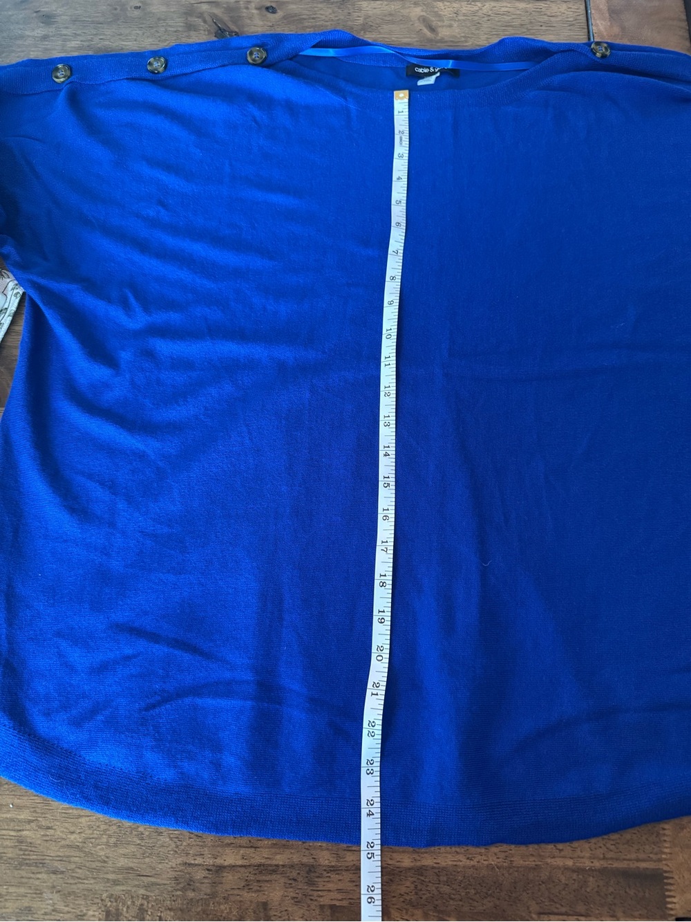 Cable & Gauge Women’s Plus Royal Blue Sweater with Button Details 3X - Picture 7 of 7